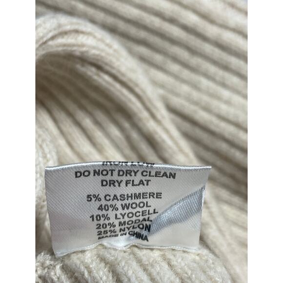 Danielle Guizio Cream Beige Cashmere Wool Ribbed Knit Bolero Crop Top Size S - Picture 5 of 5